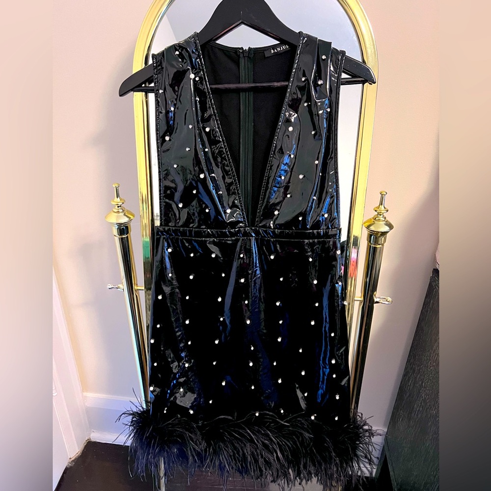 Brand new faux patent leather dress